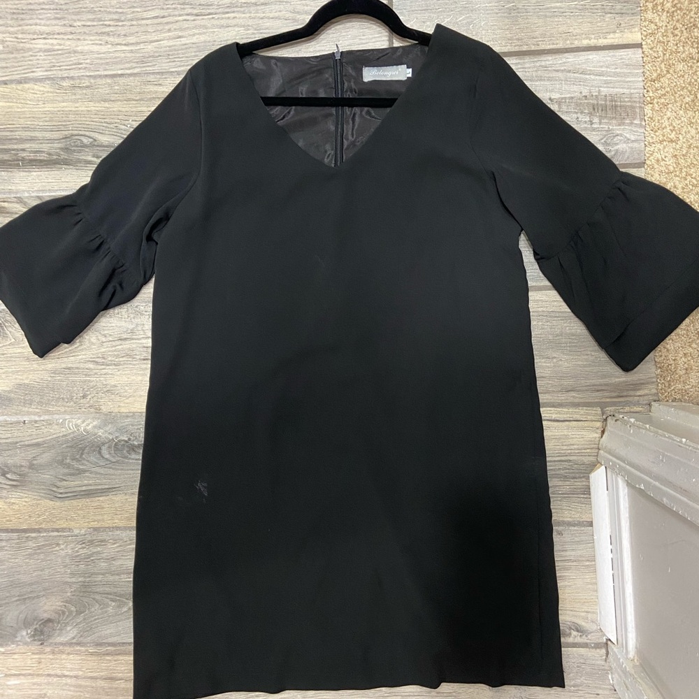 Black bell sleeve cocktail dress